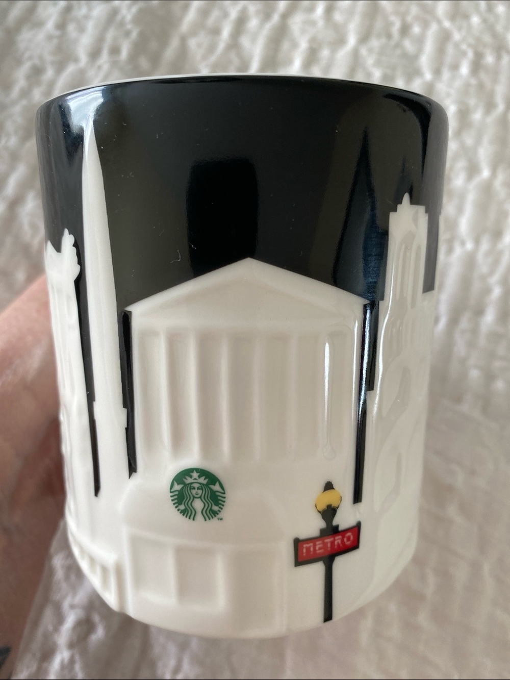 Starbucks Paris Black and White City Skyline Relief Mug New